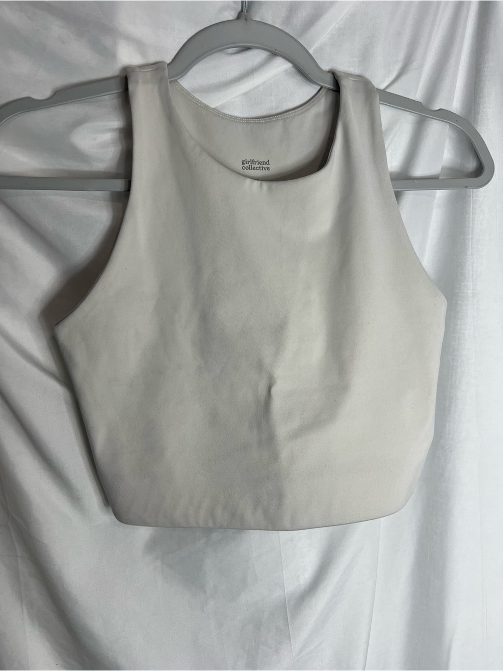 girlfriend collective Cream High-Neck Racerback Crop Top